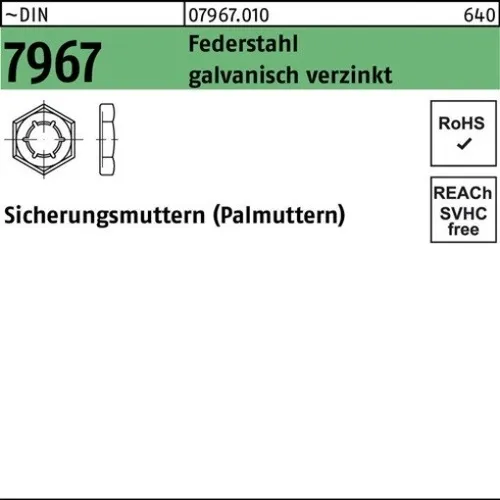 100er PACK(Stk)  007967001009100000 Sicherungsmutter DIN 7967 M 10 Federstahl ga
