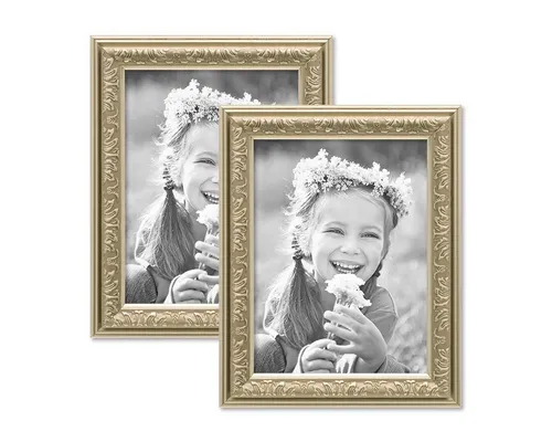 PHOTOLINI Bilderrahmen 2er Set Kunststoff-Rahmen im nostalgischen Ornament-Design