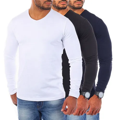 Young & Rich Langarmshirt Herren Uni Basic Longsleeve V-Ausschnitt V-Neck Unterziehshirt 2001 Rundhalsauschnitt unifarben langarm slim fit