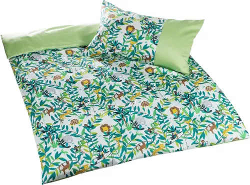 BETTWAESCHE-MIT-STIL Bettwäsche Mako Satin Kinder Bettwäsche Dschungel, Mako-Satin, 2 teilig