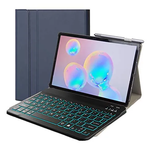 Lobwerk 2in1 Bluetooth Tastatur und Cover für Samsung Galaxy Tab S5e SM-T720 SM-T725 11 Case Schutz Hülle Blau