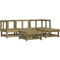 vidaXL 5-tlg. Garten-Lounge-Set Kiefernholz - Braun - Dieses stilvolle Garten-Lounge-Set aus imprägniertem Kiefernholz bietet Platz für entspannte Stunden im Freien. Robuster Rahmen und zeitloses Design machen es ideal für Garten, Terrasse oder Balkon.
