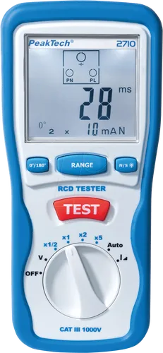 PeakTech P2710 – Digitaler FI Tester für RCD-Prüfung mit LCD-Display