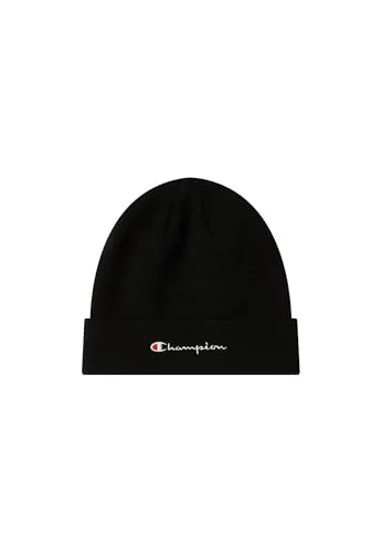 Champion Lifestyle Caps (806064) - Recycled Acryl Knitted Yarn Embroidered Script Logo Mütze, Schwarz, Einheitsgröße Unisex - Erwachsene FW24, Schwarz, One Size