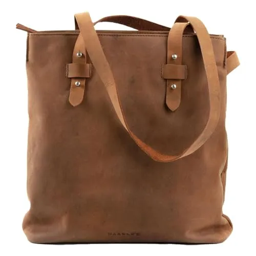HAROLD'S Leder Schultertasche Antic Twin - Shopper Upend Nature - Elegante Handtasche aus 100% Rindsleder, nachhaltig pflanzlich gegerbt. Geräumiges Hauptfach für DIN A4 und praktische Innentaschen, ideal für modebewusste Damen.