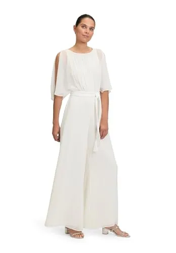 Produktbild Vera Mont Damen Jumpsuit mit Bindegürtel in Rohweiß, Größe 44