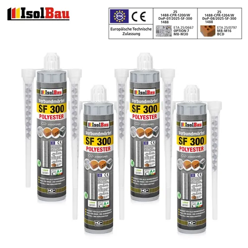 300ml Injektionsmörtel SF 300 Verbundmörtel 8 x Mischer Montagemörtel 4 x