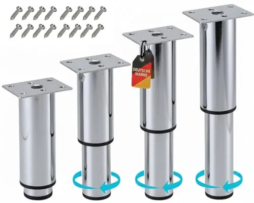 Stahlia verstellbare Möbelfüße aus Metall Chrom (4er Set) von Stahlia