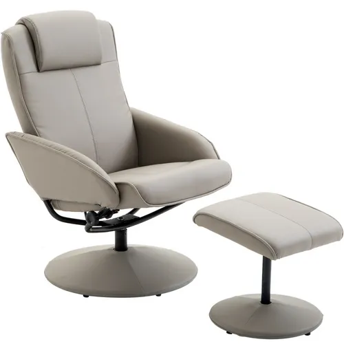 Relaxsessel mit Hocker - 360° drehbar und Liegefunktion - Sofas & Sessel, moderner Loungesessel mit verstellbarer Rückenlehne für optimalen Komfort im Wohnzimmer oder Arbeitszimmer.