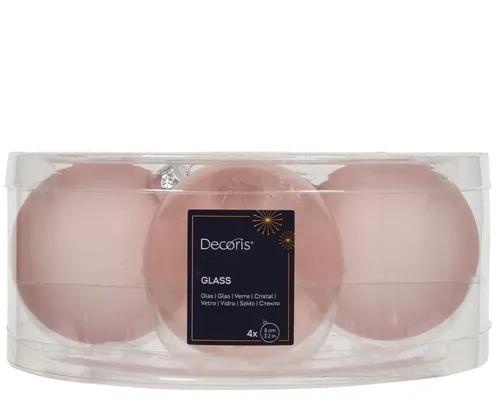 Kaemingk Weihnachtsbaumkugel, Weihnachtskugeln Glas 8cm 4 Stück - Rosa transparent