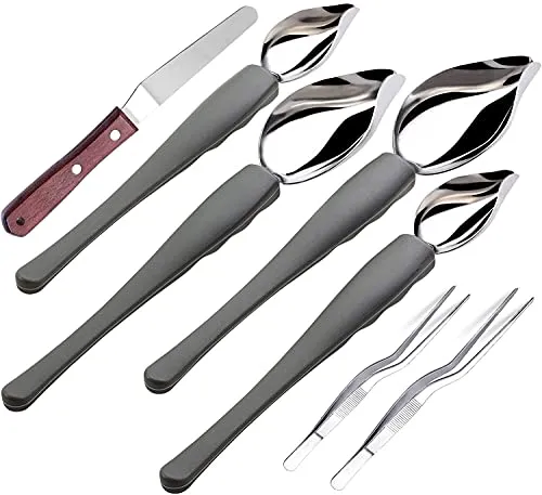 Nuyoah Dekorierlöffel Edelstahl Dekorationslöffel Set Dekolöffel Saucenlöffel Schokoladenlöffel DIY Kuchen Schokolade Gebäck Dekorieren Bleistift Löffel Werkzeuge 7 Stück (7)