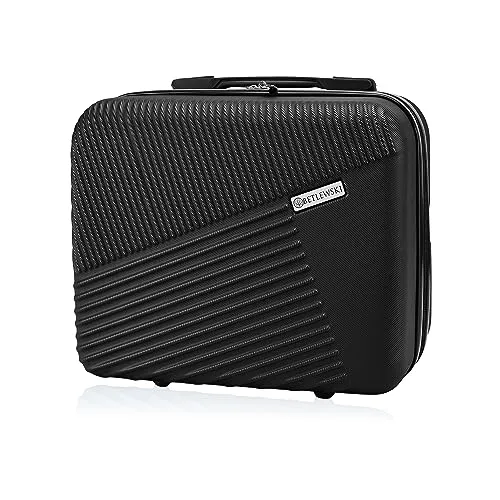 Betlewski - Kosmetikkoffer Hartschale - Handgepäck Kleiner Koffer aus robustem ABS-Kunststoff mit Zwei Separate Fächer - 32 cm x 27 cm x 16 cm - Schwarz
