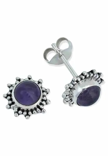 Ohrstecker 925 Silber Amethyst lila Stein Edelstein Ohrringe echt Silber Damen Sterling Silber Stecker Geschenk(MOS-082-01)