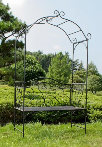 Garden-Pleasure Gartenbank COLIMA - Wetterfester 2-Sitzer mit Rosenbogen - Gartenbank aus witterungsbeständigem Stahl, ideal für entspannte Stunden im Freien. Mit kunstvollem Rosenbogen und hoher Rückenlehne für optimalen Komfort.