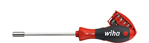 Wiha Schraubendreher mit Bit Magazin magnetisch gemischt mit 8 Bits, 1/4