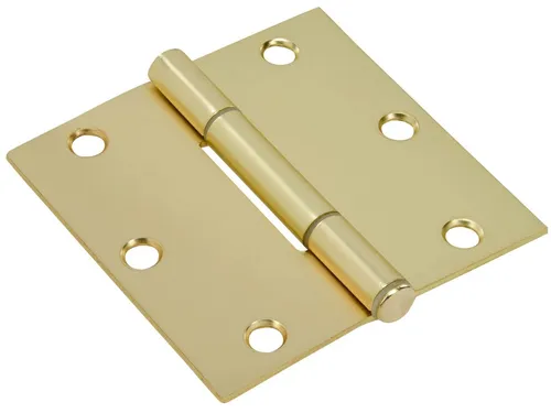 HILLMANN HARDWARE ESSENFIALS, Türscharniere, eckig, Messing satiniert, 3er Pack