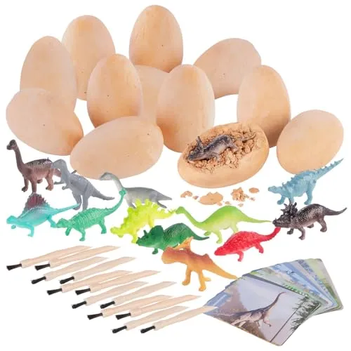 Playtastic Paläontologen-Spielset: Dinosaurier-Ausgrabungsset mit 12 Eiern und Werkzeug, ab 6 Jahren (Paläontologie-Set für Kinder, Dino-Forscherset mit Figuren)