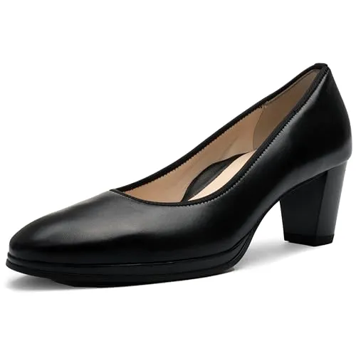 ARA 12-13436 Orly schwarz Gr. 38 - Damen-Pumps aus hochwertigem Leder, mit bequemer Slipper-Form und 10 cm Blockabsatz für eleganten Komfort im Alltag.