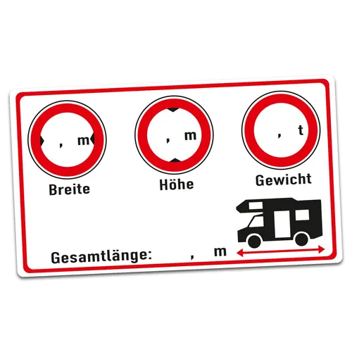Wohnmobil Aufkleber LKW zum Beschriften Breite Höhe Gewicht Länge R155