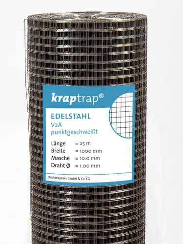 Kraptrap Volierendraht Edelstahl V2A 10x10mm von Kraptrap