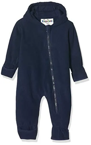 Playshoes Fleece-Overall Unisex Kinder Jumpsuit, dunkelblau, 62 - Warmer Baby-Overall aus weichem Fleece, atmungsaktiv und ideal für kühle Tage. Mit extra langem Reißverschluss für einfaches An- und Ausziehen sowie praktischer Kapuze und umklappbaren Abschlüssen.