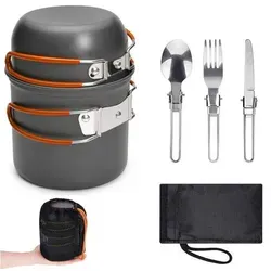 Camping Kochgeschirr Set 7-teilig Aluminium Orange