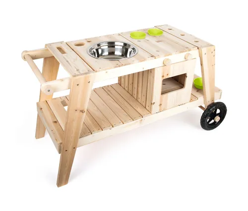 small foot Matschküche - Kreative Outdoorküche für Kinder ab 3 Jahren, mit unkaputtbaren Rädern und umfangreichem Kochequipment