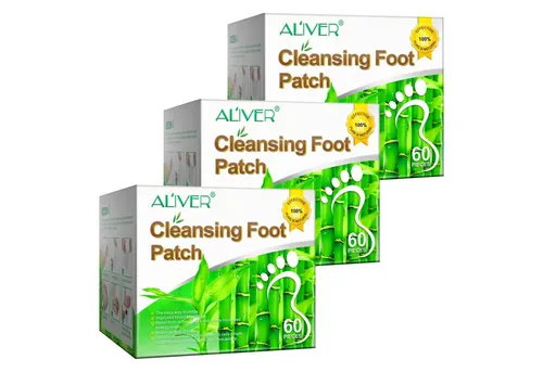 ALIVER Detox Fußpflaster mit Bambusessig und Ingwer, 3-tlg. - Fußcremes, natürliche Entgiftung im Schlaf für mehr Energie und Wohlbefinden – sichtbar nach nur einer Nacht!