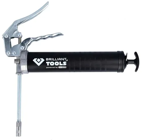 Brilliant Tools BT094902 Einhandfettpresse - Sonstige Handwerkzeuge, präzise und saubere Schmierungen mit bis zu 345 bar Druck für Kfz- und Industriebereich
