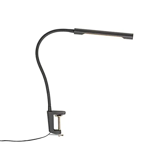 Qazqa Modern Klemm-Schreibtischlampe mit Touchdimmer - Moderne Tischlampe in Schwarz, dimmbar mit Touchfunktion, ideal für Wohnzimmer und Schlafzimmer. Inklusive LED-Leuchtmittel für energieeffiziente Beleuchtung.