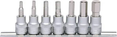KS TOOLS Steckschlüsseleinsatz-Set 911.3945 - 7-teiliges Werkzeug-Set aus Chrom-Vanadium-Stahl, ideal für präzises Arbeiten mit metrischem Gewinde, perfekt für Profis und Heimwerker.