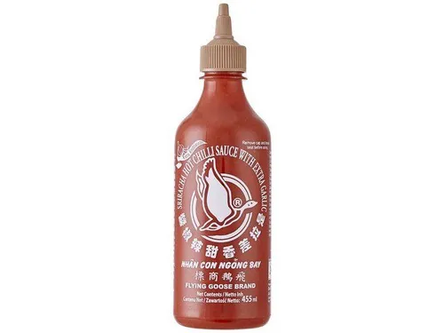 Sriracha Hot Chili Sauce 455 ml mit Knoblauch Chilli Soße Sosse Thai Soße Scharf