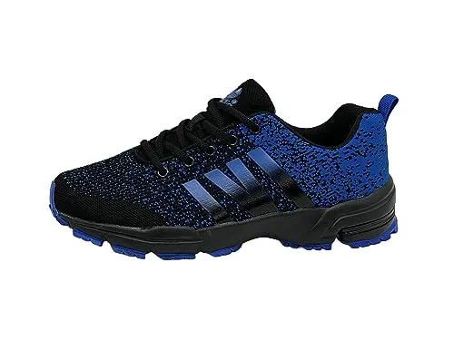 Ablovo® Herren Damen Sportschuhe Turnschuhe Laufschuhe Sneaker Hallenschuhe (Schwarz-Königsblau, EU Schuhgrößensystem, Erwachsene, Herren, Numerisch, M, 39)