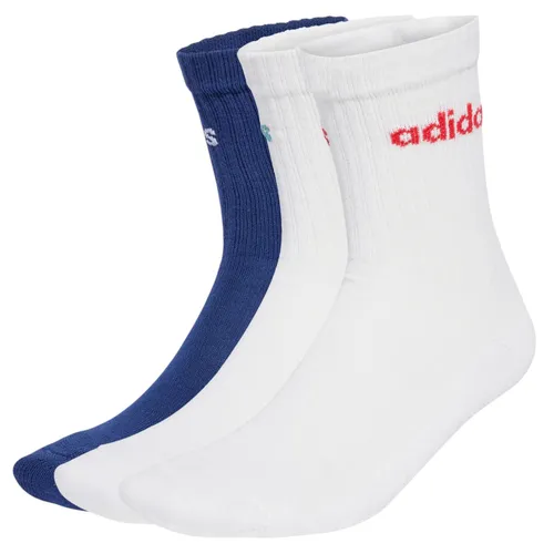 adidas Sportsocken Linear Crew Cushioned (Baumwolle) weiss/blau - 3 Paar, Größe: 43-45