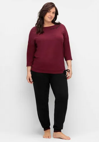 Sheego T-Shirt Langarmshirt Langarm mit Bindeband am Saum von sheego