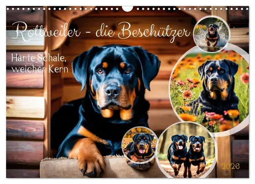 Claudia Kleemann | Rottweiler - die Beschützer (Wandkalender 2026 DIN A3) - Kalender mit 14 beeindruckenden Rottweiler-Motiven, ideal für Tierliebhaber und perfekt als Geschenk für das ganze Jahr.