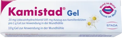 KAMISTAD Gel 10 g - Schnelle Linderung bei Mundentzündungen - Arzneimittel zur Behandlung von leichten Entzündungen des Zahnfleisches und der Mundschleimhaut. Mit Lidocain und Kamillenblütenextrakt für eine beruhigende Wirkung. Jetzt im Set mit Zahnseide (10m) erhältlich!