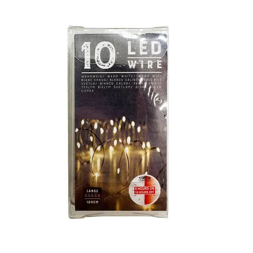Micro Lichterdraht 10 LED Warmweiß - Weihnachtsdeko - Moderne Lichterkette mit 10 warmweißen LEDs, ideal für stimmungsvolle Innenanwendungen. Flexibles Drahtdesign ermöglicht kreative Dekorationen zu Weihnachten.