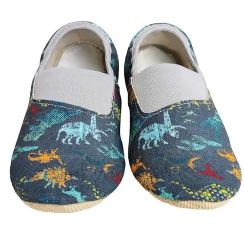 Copa cop Turnschläppchen Jungen – Gymnastikschuhe Jungen aus 100% Baumwolle – rutschfeste Hausschuhe Kinder extrabreit mit Elastischem Einsatz und Gummisohle