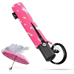 Styngard Taschenregenschirm Rotterdam, Regenschirm Kinder mit Sicherheitsreflektoren - Kinderschirm rosa