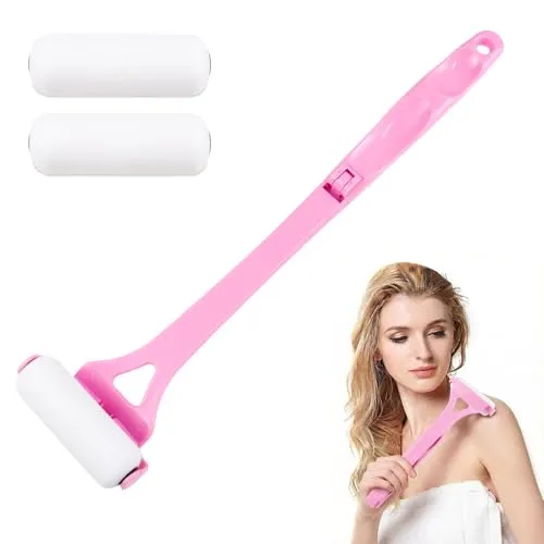 Yoreva Eincremehilfe für Rücken 46.5cm/18.3in, Rückencremer-Applikator mit Langer Griff und 2 Ersatzrollenkopf, Faltbar Selbstbräuner Sunscreen Applicator, Rückeneincremhilfe für Sonnenschutz, Serum