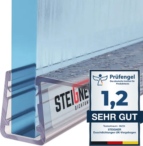STEIGNER Duschdichtung, 60cm, Glasstärke 6/7/ 8 mm, Gerade PVC Ersatzdichtung für Dusche, UK11