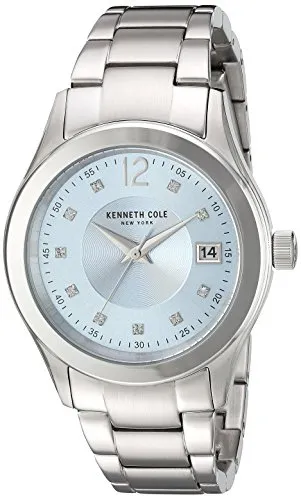 Kenneth Cole Armbanduhr 10030803 - Elegante Damenuhr mit grauem Zifferblatt, kratzunempfindlichem Mineralglas und silberfarbenem Edelstahlgehäuse. Ideal für stilbewusste Frauen, Durchmesser: ca. 3,8 cm.