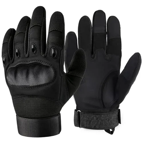 GES Motorradhandschuhe, Männer Vollfinger-Motorradhandschuhe Touchscreen-ATV-Motocross-Rennhandschuhe (Schwarz, XL)
