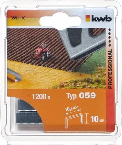 KWB Heftklammern, 10,6 mm breit Typ 059/359, Feindraht, Tacker, Stahl, C-Spitze