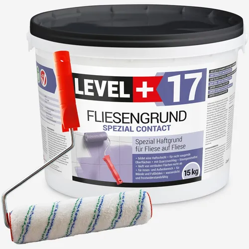 Fliesengrund Haftgrund 15kg - Ideal für Fliese auf Fliese - Grundierung für Innen und Außen, schnelltrocknend und frostbeständig, deckt ca. 45m², perfekt für Wohn- und Gewerberäume.