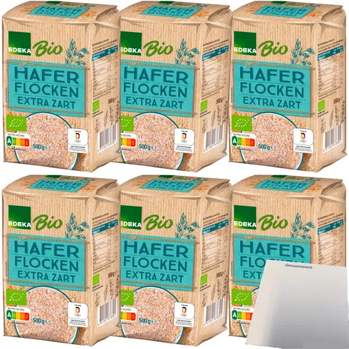 Edeka BIO Haferflocken extra zart 6er Pack 6x500g Packung usy Block