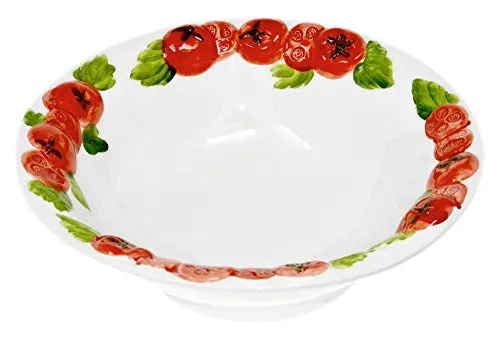 Lashuma Handgemachte Salatschale im Tomaten Design - Salatschüssel aus italienischer Keramik, handgefertigt mit liebevollem Tomatenmotiv – ideal für Pasta und Antipasti. Bringen Sie mediterranes Flair auf Ihren Tisch!