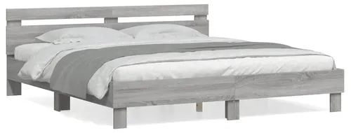 Bettgestell Grau Sonoma 180x200 cm mit Kopfteil