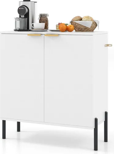 Costway Sideboard Holz 2 Türen 70 x 37 x 78 cm Weiß – Elegantes Buffet
